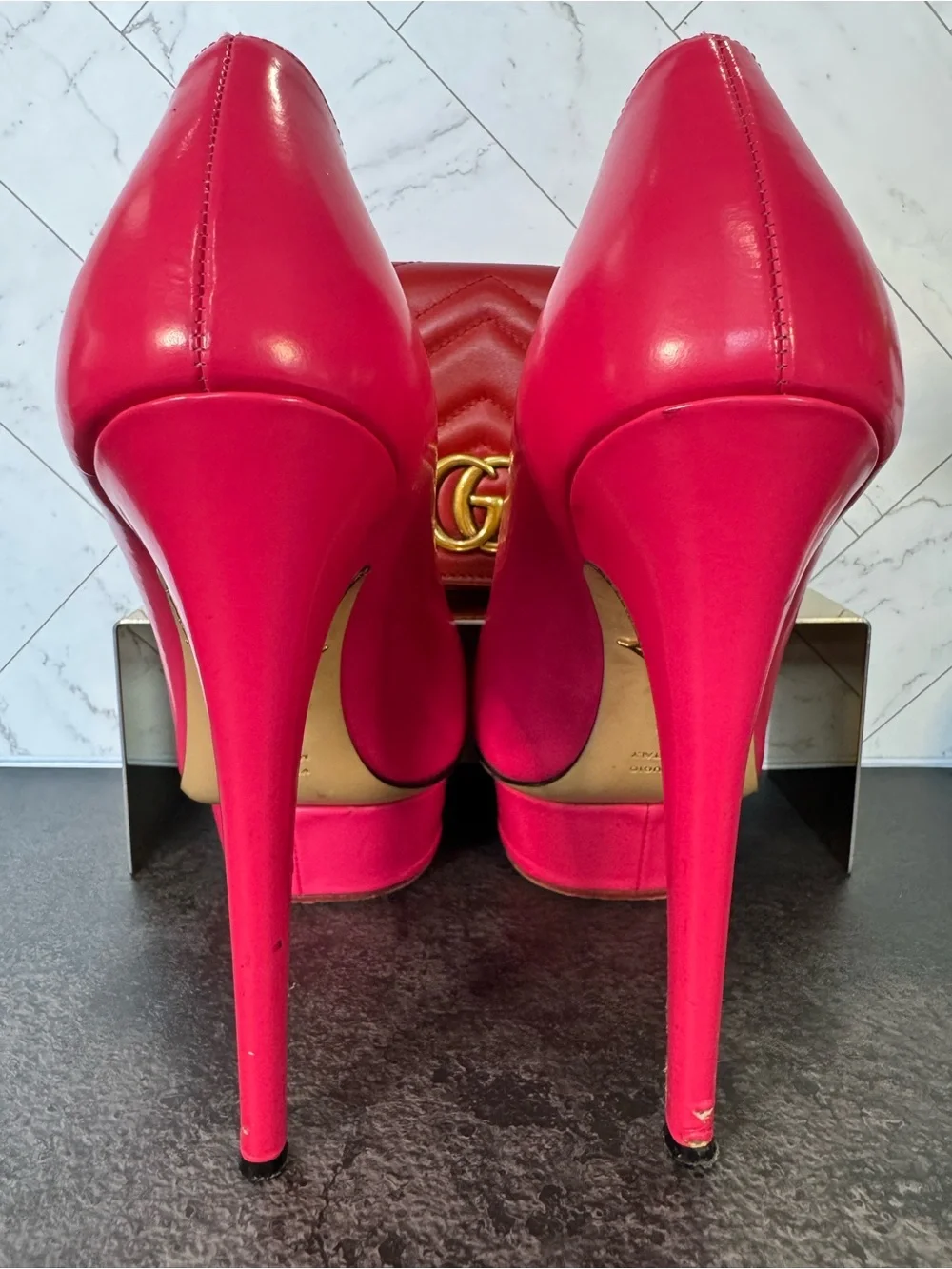 Charlotte Olympia HOT PINK Dolly Platform Pumps Heels, Size 38.5